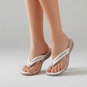 Hush Puppies Womens Wedge Genuine Leather Nugget Thong Sandals Size 9M